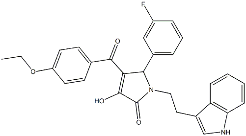4-(4-ETHOXYBENZOYL)-5-(3-FLUOROPHENYL)-3-HYDROXY-1-[2-(1H-INDOL-3-YL)ETHYL]-1,5-DIHYDRO-2H-PYRROL-2-ONE 结构式
