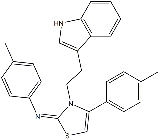 N-[(2E)-3-[2-(1H-INDOL-3-YL)ETHYL]-4-(4-METHYLPHENYL)-1,3-THIAZOL-2(3H)-YLIDENE]-N-(4-METHYLPHENYL)AMINE 结构式