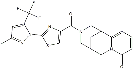 11-({2-[3-METHYL-5-(TRIFLUOROMETHYL)-1H-PYRAZOL-1-YL]-1,3-THIAZOL-4-YL}CARBONYL)-7,11-DIAZATRICYCLO[7.3.1.0~2,7~]TRIDECA-2,4-DIEN-6-ONE 结构式