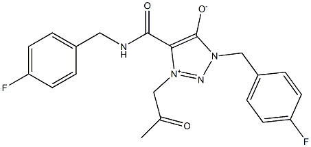1-(4-Fluorobenzyl)-4-{[(4-fluorobenzyl)amino]carbonyl}-3-(2-oxopropyl)-1H-1,2,3-triazol-3-ium-5-olate 结构式