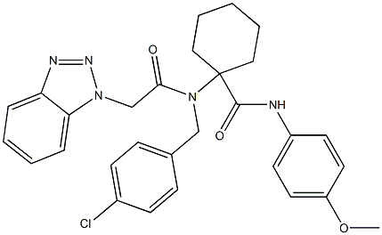1-(2-(1H-Benzo[d][1,2,3]triazol-1-yl)-N-(4-chlorobenzyl)acetamido)-N-(4-methoxyphenyl)cyclohexanecarboxamide 结构式