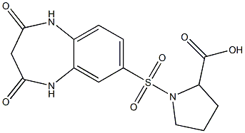 1-[(2,4-DIOXO-2,3,4,5-TETRAHYDRO-1H-1,5-BENZODIAZEPIN-7-YL)SULFONYL]PYRROLIDINE-2-CARBOXYLIC ACID 结构式