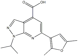 6-(2,5-DIMETHYL-3-FURYL)-1-ISOPROPYL-1H-PYRAZOLO[3,4-B]PYRIDINE-4-CARBOXYLIC ACID 结构式