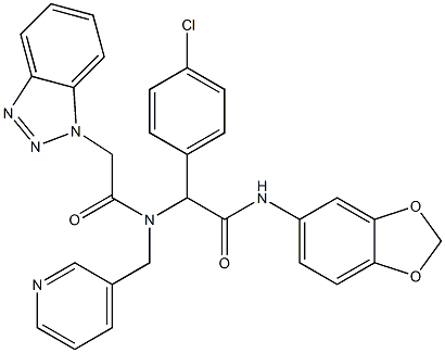 2-(2-(1H-BENZO[D][1,2,3]TRIAZOL-1-YL)-N-(PYRIDIN-3-YLMETHYL)ACETAMIDO)-N-(BENZO[D][1,3]DIOXOL-5-YL)-2-(4-CHLOROPHENYL)ACETAMIDE 结构式