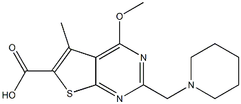 4-METHOXY-5-METHYL-2-(PIPERIDIN-1-YLMETHYL)THIENO[2,3-D]PYRIMIDINE-6-CARBOXYLIC ACID 结构式