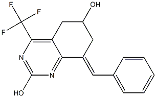8-(E)-BENZYLIDENE-5,6,7,8-TETRAHYDRO-2,6-DIHYDROXY-4-(TRIFLUOROMETHYL)QUINAZOLINE 结构式