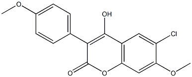 6-CHLORO-4-HYDROXY-7-METHOXY-3(4'-METHOXYPHENYL)COUMARIN 结构式