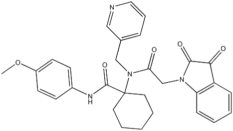 1-(2-(2,3-DIOXOINDOLIN-1-YL)-N-(PYRIDIN-3-YLMETHYL)ACETAMIDO)-N-(4-METHOXYPHENYL)CYCLOHEXANECARBOXAMIDE 结构式