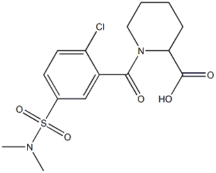 1-[2-CHLORO-5-[(DIMETHYLAMINO)SULFONYL]BENZOYL]PIPERIDINE-2-CARBOXYLIC ACID 结构式