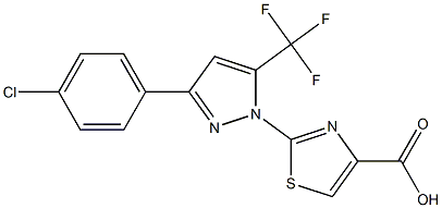 2-[3-(4-CHLOROPHENYL)-5-(TRIFLUOROMETHYL)-1H-PYRAZOL-1-YL]-1,3-THIAZOLE-4-CARBOXYLIC ACID 结构式