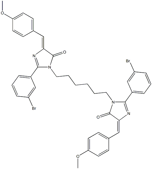 (Z)-2-(3-BROMOPHENYL)-1-(6-((E)-2-(3-BROMOPHENYL)-4-(4-METHOXYBENZYLIDENE)-5-OXO-4,5-DIHYDROIMIDAZOL-1-YL)HEXYL)-4-(4-METHOXYBENZYLIDENE)-1H-IMIDAZOL-5(4H)-ONE 结构式