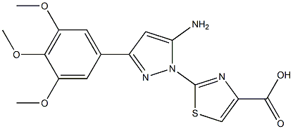 2-[5-AMINO-3-(3,4,5-TRIMETHOXYPHENYL)-1H-PYRAZOL-1-YL]-1,3-THIAZOLE-4-CARBOXYLIC ACID 结构式