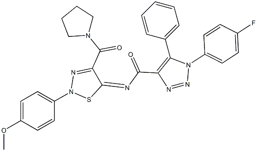 (Z)-1-(4-FLUOROPHENYL)-N-(2-(4-METHOXYPHENYL)-4-(PYRROLIDINE-1-CARBONYL)-1,2,3-THIADIAZOL-5(2H)-YLIDENE)-5-PHENYL-1H-1,2,3-TRIAZOLE-4-CARBOXAMIDE 结构式