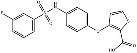 3-(4-([(3-Fluorophenyl)sulfonyl]amino)phenoxy)-2-thiophenecarboxylic acid 结构式