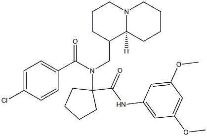 (S)-4-CHLORO-N-(1-(3,5-DIMETHOXYPHENYLCARBAMOYL)CYCLOPENTYL)-N-((OCTAHYDRO-1H-QUINOLIZIN-1-YL)METHYL)BENZAMIDE 结构式