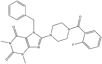 8-(4-(2-FLUOROBENZOYL)PIPERAZIN-1-YL)-7-BENZYL-1,3-DIMETHYL-3,7-DIHYDRO-1H-PURINE-2,6-DIONE 结构式