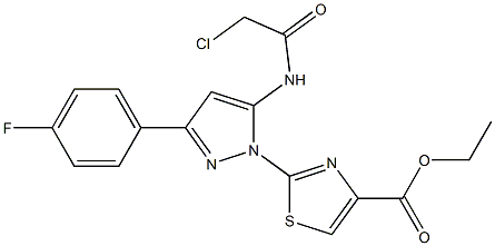 Ethyl 2-[5-[(chloroacetyl)amino]-3-(4-fluorophenyl)-1H-pyrazol-1-yl]-1,3-thiazole-4-carboxylate 结构式