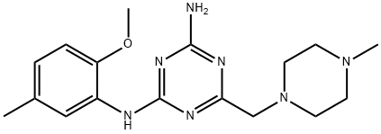 N-(2-METHOXY-5-METHYLPHENYL)-6-[(4-METHYLPIPERAZIN-1-YL)METHYL]-1,3,5-TRIAZINE-2,4-DIAMINE 结构式