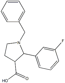 1-BENZYL-2-(3-FLUOROPHENYL)PYRROLIDINE-3-CARBOXYLIC ACID 结构式