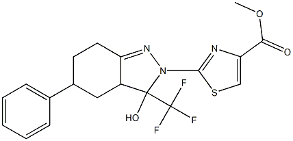 METHYL 2-[3-HYDROXY-5-PHENYL-3-(TRIFLUOROMETHYL)-3,3A,4,5,6,7-HEXAHYDRO-2H-INDAZOL-2-YL]-1,3-THIAZOLE-4-CARBOXYLATE 结构式