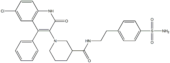 1-(6-CHLORO-2-OXO-4-PHENYL-1,2-DIHYDROQUINOLIN-3-YL)-N-(4-SULFAMOYLPHENETHYL)PIPERIDINE-3-CARBOXAMIDE 结构式