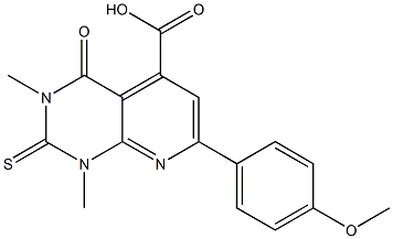 7-(4-METHOXYPHENYL)-1,3-DIMETHYL-4-OXO-2-THIOXO-1,2,3,4-TETRAHYDROPYRIDO[2,3-D]PYRIMIDINE-5-CARBOXYLIC ACID 结构式