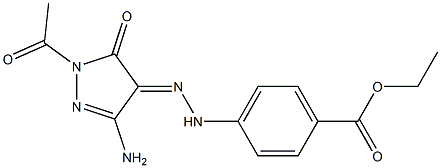Ethyl 4-[(2E)-2-(1-acetyl-3-amino-5-oxo-1,5-dihydro-4H-pyrazol-4-ylidene)hydrazino]benzoate 结构式
