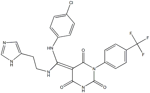 (Z)-5-((2-(1H-IMIDAZOL-5-YL)ETHYLAMINO)(4-CHLOROPHENYLAMINO)METHYLENE)-1-(4-(TRIFLUOROMETHYL)PHENYL)PYRIMIDINE-2,4,6(1H,3H,5H)-TRIONE 结构式