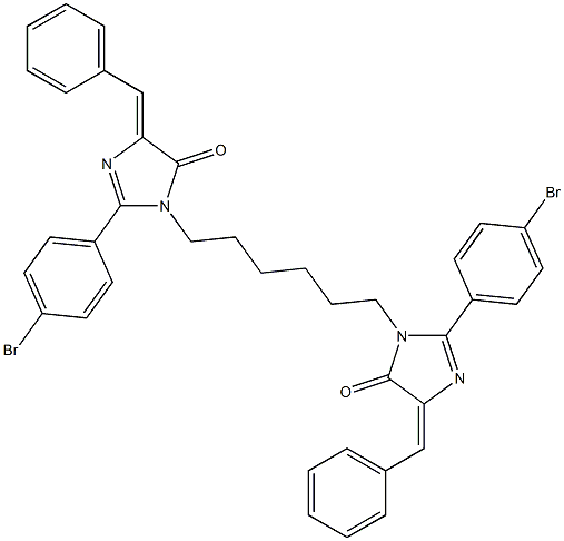 (Z)-4-BENZYLIDENE-1-(6-((E)-4-BENZYLIDENE-2-(4-BROMOPHENYL)-5-OXO-4,5-DIHYDROIMIDAZOL-1-YL)HEXYL)-2-(4-BROMOPHENYL)-1H-IMIDAZOL-5(4H)-ONE 结构式