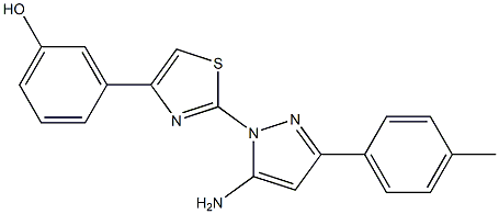 3-(2-[5-AMINO-3-(4-METHYLPHENYL)-1H-PYRAZOL-1-YL]-1,3-THIAZOL-4-YL)PHENOL 结构式