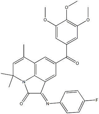 (E)-1-(4-FLUOROPHENYLIMINO)-4,4,6-TRIMETHYL-8-(3,4,5-TRIMETHOXYBENZOYL)-1H-PYRROLO[3,2,1-IJ]QUINOLIN-2(4H)-ONE 结构式