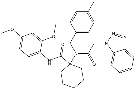 1-(2-(1H-BENZO[D][1,2,3]TRIAZOL-1-YL)-N-(4-METHYLBENZYL)ACETAMIDO)-N-(2,4-DIMETHOXYPHENYL)CYCLOHEXANECARBOXAMIDE 结构式