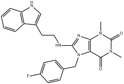7-(4-FLUOROBENZYL)-8-{[2-(1H-INDOL-3-YL)ETHYL]AMINO}-1,3-DIMETHYL-3,7-DIHYDRO-1H-PURINE-2,6-DIONE 结构式