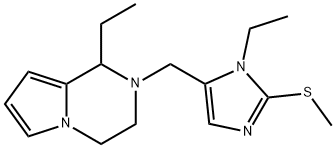 1-乙基-2-((1-乙基-2-(甲硫基)-1H-咪唑-5-基)甲基)-1,2,3,4-四氢吡咯并[1,2-A]吡嗪 结构式