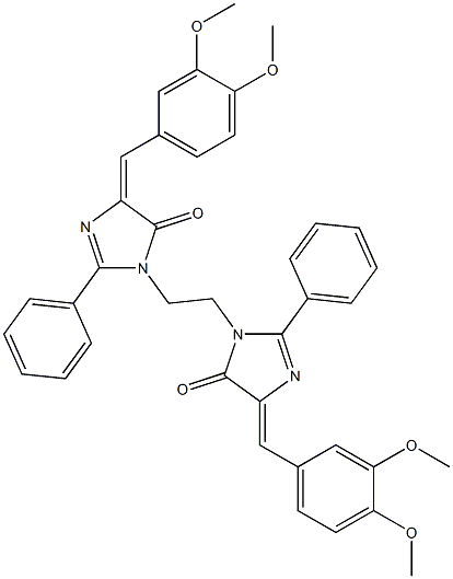 (E)-4-(3,4-DIMETHOXYBENZYLIDENE)-1-(2-((Z)-4-(3,4-DIMETHOXYBENZYLIDENE)-5-OXO-2-PHENYL-4,5-DIHYDROIMIDAZOL-1-YL)ETHYL)-2-PHENYL-1H-IMIDAZOL-5(4H)-ONE 结构式