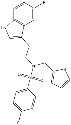 4-FLUORO-N-[2-(5-FLUORO-1H-INDOL-3-YL)ETHYL]-N-(THIEN-2-YLMETHYL)BENZENESULFONAMIDE 结构式