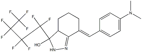 7-(E)-(p-Dimethylaminobenzylidene)-3,3a,4,5,6,7-hexahydro-3-hydroxy-3-perfluorobutyl-2H-indazole 结构式