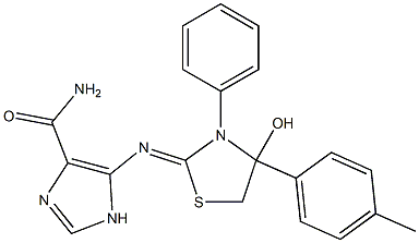 5-{[(2Z)-4-Hydroxy-4-(4-methylphenyl)-3-phenyl-1,3-thiazolidin-2-ylidene]amino}-1H-imidazole-4-carboxamide 结构式
