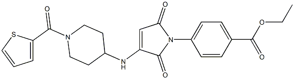 Ethyl 4-(2,5-dioxo-3-(1-(thiophene-2-carbonyl)piperidin-4-ylamino)-2H-pyrrol-1(5H)-yl)benzoate 结构式