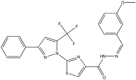 N'-[(1Z)-(3-METHOXYPHENYL)METHYLENE]-2-[3-PHENYL-5-(TRIFLUOROMETHYL)-1H-PYRAZOL-1-YL]-1,3-THIAZOLE-4-CARBOHYDRAZIDE 结构式