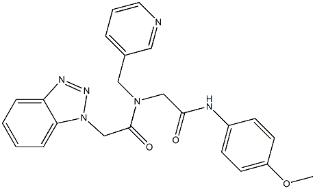 2-(1H-1,2,3-Benzotriazol-1-yl)-N-[2-(4-methoxyanilino)-2-oxoethyl]-N-(3-pyridinylmethyl)acetamide 结构式
