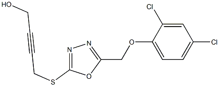 4-((5-[(2,4-DICHLOROPHENOXY)METHYL]-1,3,4-OXADIAZOL-2-YL)THIO)BUT-2-YN-1-OL 结构式
