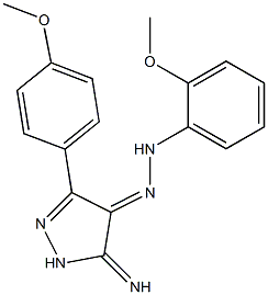 (4E)-5-Imino-3-(4-methoxyphenyl)-1,5-dihydro-4H-pyrazol-4-one (2-methoxyphenyl)hydrazone 结构式