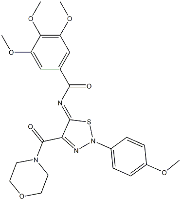 (Z)-3,4,5-Trimethoxy-N-(2-(4-methoxyphenyl)-4-(morpholine-4-carbonyl)-1,2,3-thiadiazol-5(2H)-ylidene)benzamide 结构式