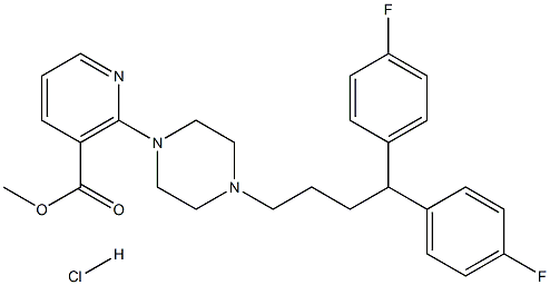 2-(4-[4,4-BIS-(4-FLUORO-PHENYL)-BUTYL]-PIPERAZIN-1-YL)-NICOTINIC ACID METHYL ESTER, HYDROCHLORIDE 结构式