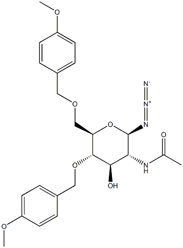 [2-ACETAMIDO-4,6-DI-O-(4-METHOXYBENZYL)-2-DEOXY-BETA-D-GLUCOPYRANOSYL]AZIDE 结构式
