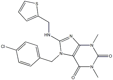7-(4-CHLOROBENZYL)-1,3-DIMETHYL-8-[(THIEN-2-YLMETHYL)AMINO]-3,7-DIHYDRO-1H-PURINE-2,6-DIONE 结构式