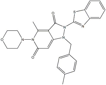 2-(1,3-BENZOTHIAZOL-2-YL)-4-METHYL-1-(4-METHYLBENZYL)-5-(4-MORPHOLINYL)-1H-PYRAZOLO[4,3-C]PYRIDINE-3,6(2H,5H)-DIONE 结构式