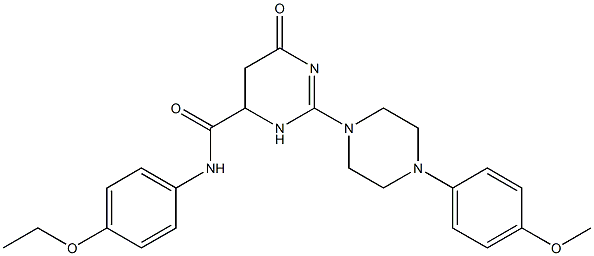 N-(4-ETHOXYPHENYL)-2-(4-(4-METHOXYPHENYL)PIPERAZIN-1-YL)-6-OXO-3,4,5,6-TETRAHYDROPYRIMIDINE-4-CARBOXAMIDE 结构式