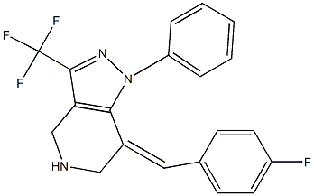 7-(E)-P-FLUOROBENZYLIDENE-4,5,6,7-TETRAHYDRO-1-PHENYL-3-(TRIFLUOROMETHYL)PYRAZOLO-[4,3-C]-PYRIDINE 结构式